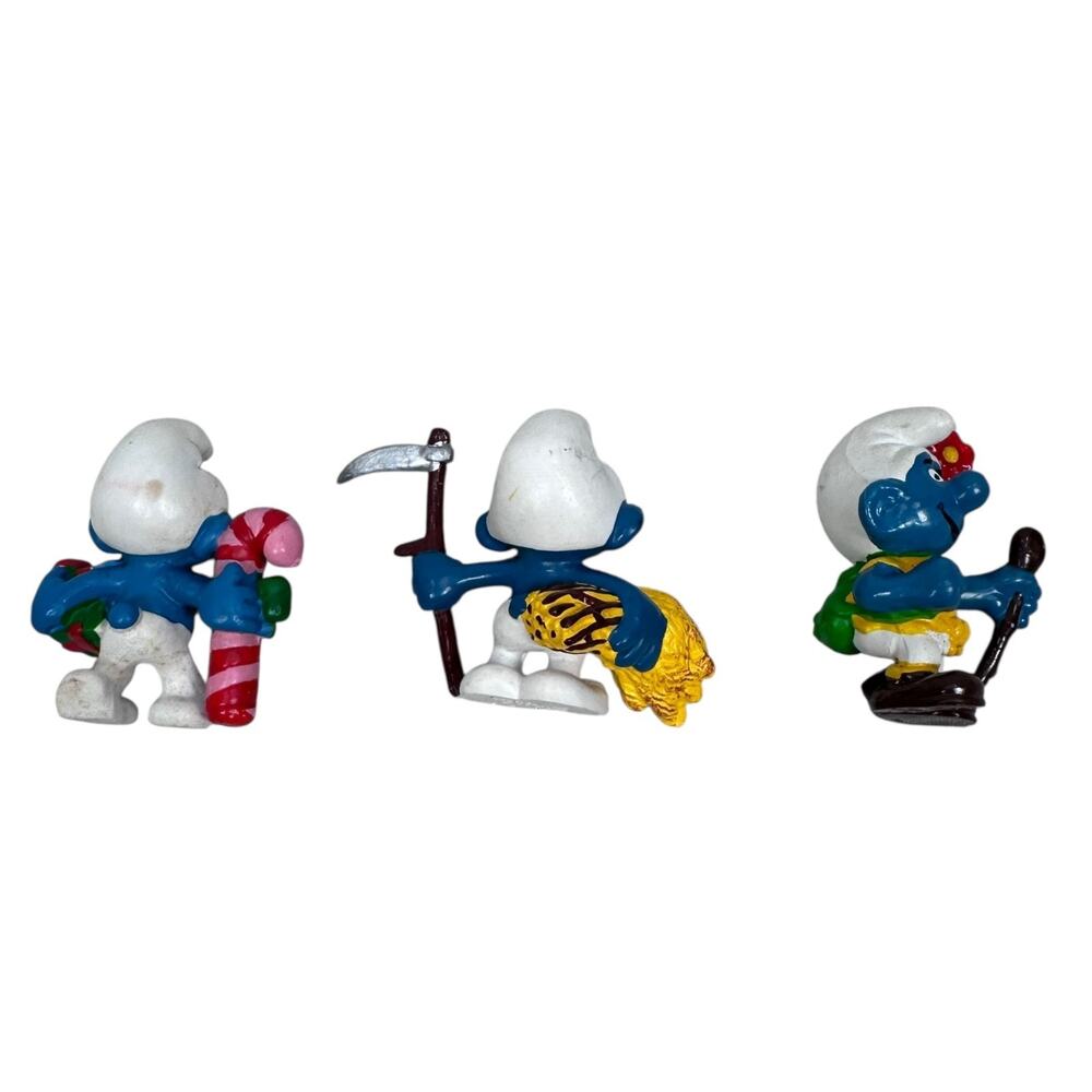 Vintage Schleich The Smurfs PVC Figure‎ Lot of 3 Candy Cane Hiker Wheat Farmer - Picture 2 of 10